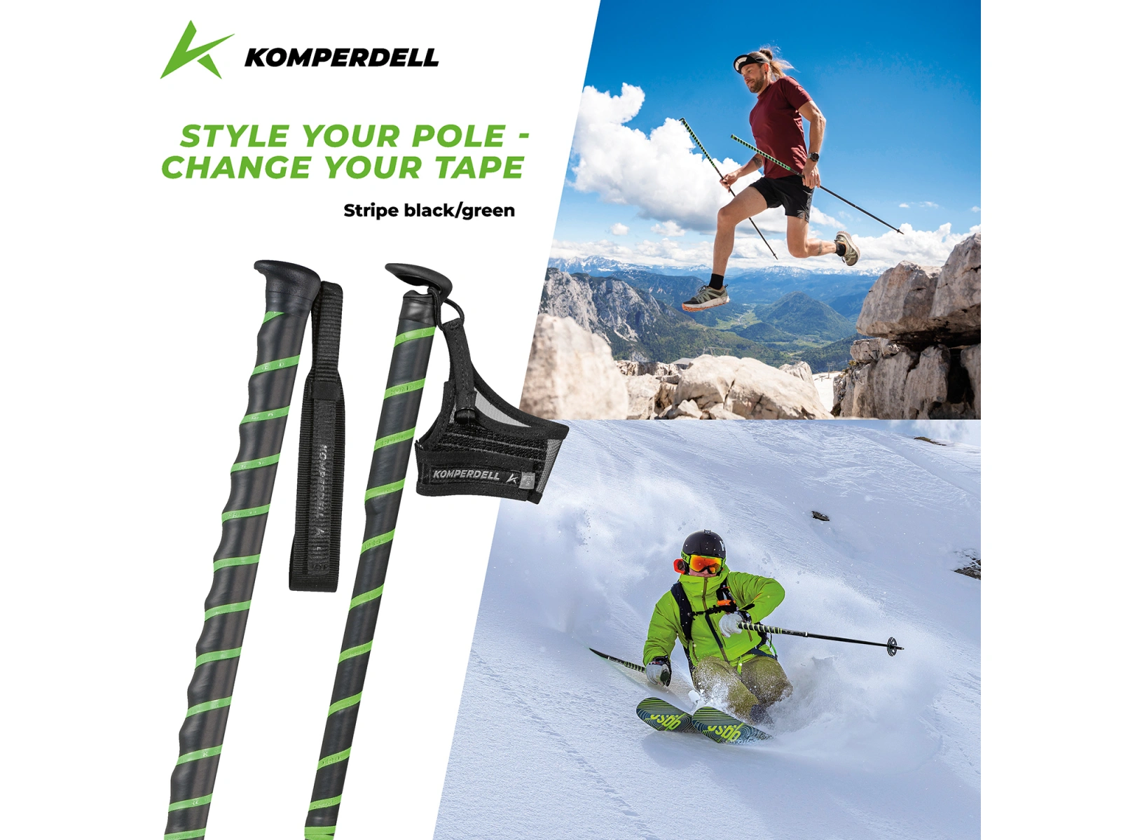 Gripy Komperdell Stripe 35 mm black/green