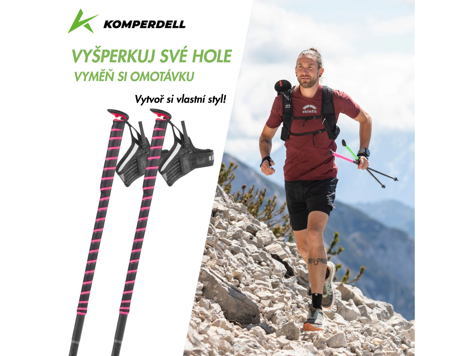 Gripy Komperdell FXP Trailrunning BLACK/PINK