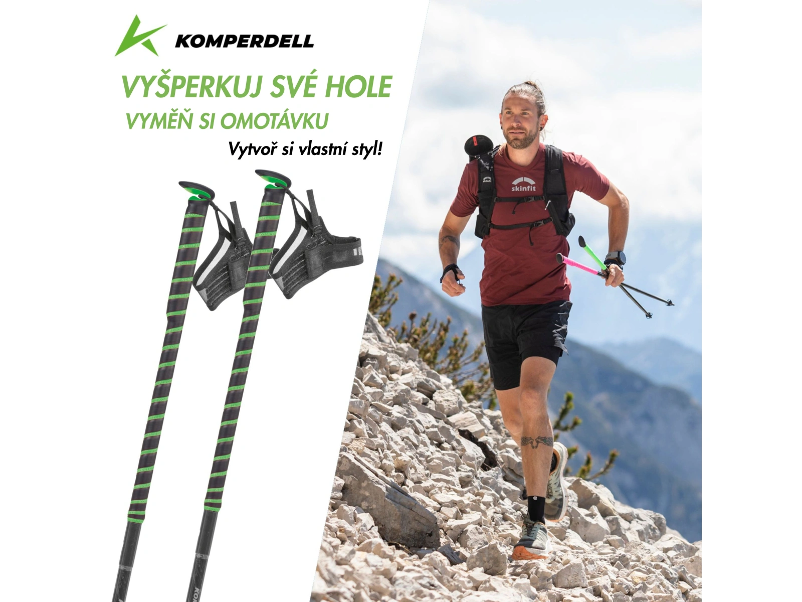 Gripy Komperdell FXP Trailrunning BLACK/GREEN