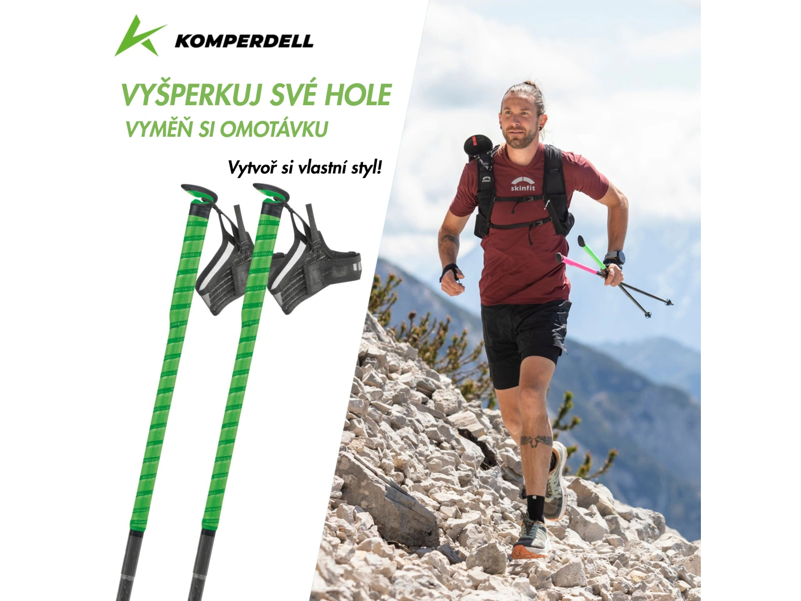 Gripy Komperdell FXP Trailrunning SOLID GREEN